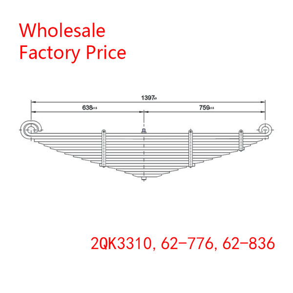 2QK3310, 62-776，62-836 Heavy Duty Vehicle Front Axle Leaf Spring Wholesale for Mack