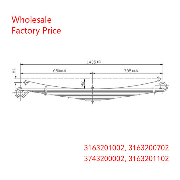 3163201002, 3163200702, 3743200002, 3163201102 Medium Duty Vehicle Front Axle Leaf Spring Wholesale for MERCEDES BENZ