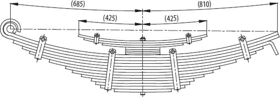 Rear and Helper Spring 7K98430 for BMC PRO 832(4X2)