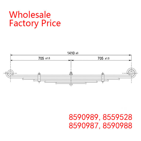 8590989, 8559528, 8590987, 8590988 Medium Duty Vehicle Front Axle Leaf Spring for IVECO 