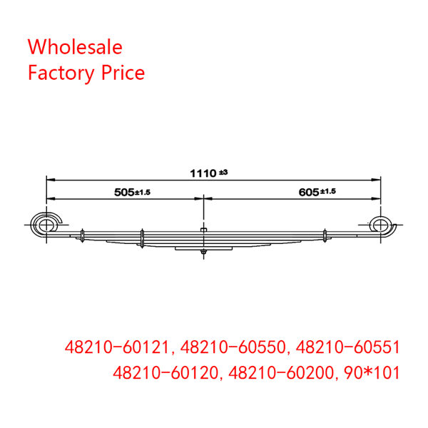 48210-60121, 48210-60550, 48210-60551, BJ42LV, BJ70LV, 48210-60120, 48210-60200, 90*101 Toyota Rear Axle Leaf Spring Wholesale