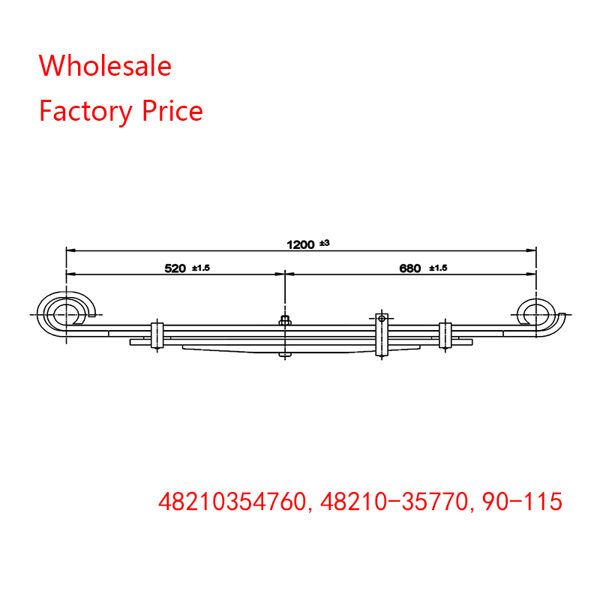 48210354760, 48210-35770, 90-115  60*6/60*14 For TOYOTA  Rear Axle Leaf Spring 4 leafs