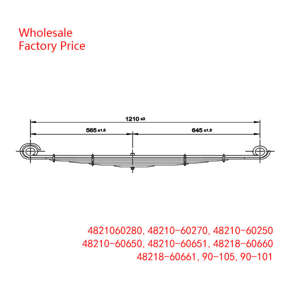 4821060280, 48210-60270, 48210-60250, 48210-60650, 48210-60651, 48218-60660, 48218-60661, 90-105, 90-101 For Toyota Rear Axle Leaf Spring Wholesale