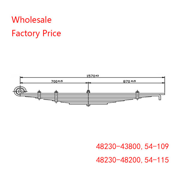 48230-43800, 48230-48200, 54-109, 54-115 For Hino Heavy Duty Vehicle Rear Axle Leaf Spring Wholesale