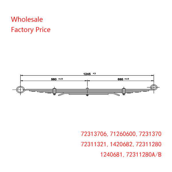 72313706, 71260600, 7231370, 72311321, 1420682, 72311280, 1240681, 72311280A/B For SCANIA Front Axle Leaf Spring Wholesale